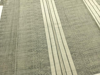 平和屋着物▽上質な紬　単衣　幾何学文　正絹　逸品　AABB2205fy
