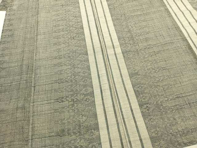 平和屋着物▽上質な紬　単衣　幾何学文　正絹　逸品　AABB2205fy