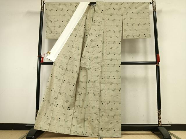 平和屋着物▽上質な紬　単衣　琉球絣　正絹　逸品　未使用　AABB2208fy