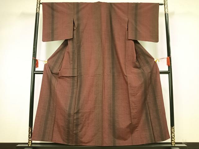 平和屋着物▽上質な紬　単衣　間道　正絹　逸品　未使用　AABB2212fy