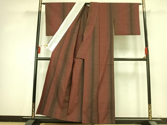 平和屋着物▽上質な紬　単衣　間道　正絹　逸品　未使用　AABB2212fy