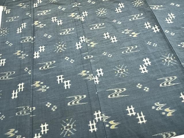 平和屋着物▽本場琉球かすり 単衣 手織 宮城兼造作 正絹 逸品 AABB2218fy