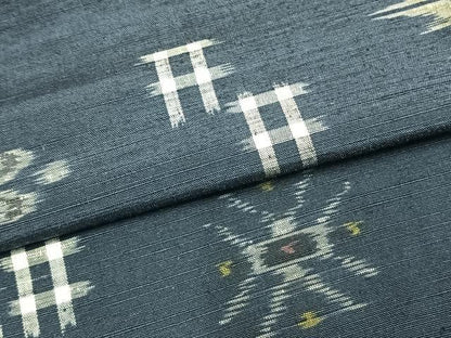 平和屋着物▽本場琉球かすり 単衣 手織 宮城兼造作 正絹 逸品 AABB2218fy