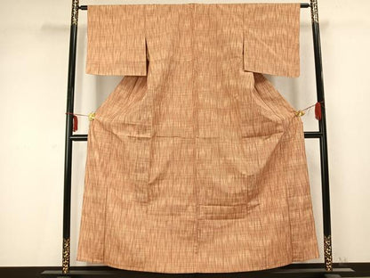 平和屋着物▽上質な紬 単衣 格子 正絹 逸品 未使用 AABB2219fy
