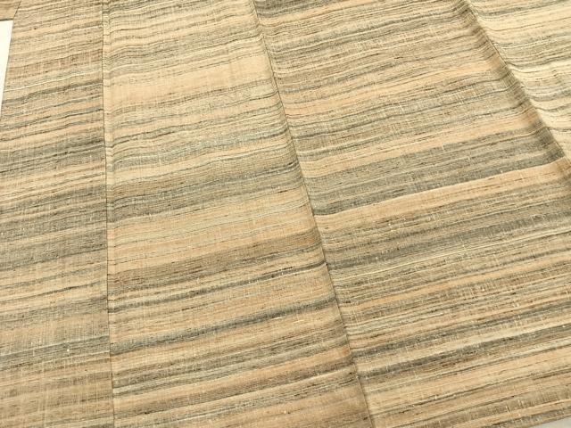 平和屋着物▽上質な紬 単衣 横段文 正絹 逸品 AABB2220fy
