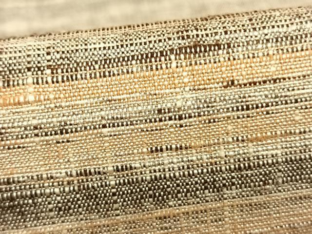 平和屋着物▽上質な紬 単衣 横段文 正絹 逸品 AABB2220fy