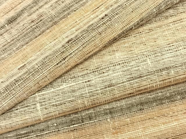 平和屋着物▽上質な紬 単衣 横段文 正絹 逸品 AABB2220fy