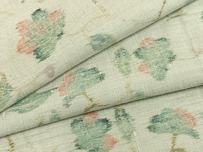 平和屋着物▽上質な紬　単衣　枝花文　正絹　逸品　AABB2221fy