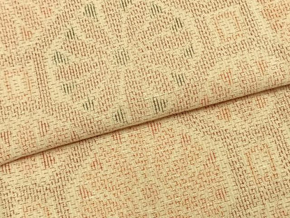 平和屋着物▽上質な紬 単衣 亀甲花文 正絹 逸品 AABB2222fy