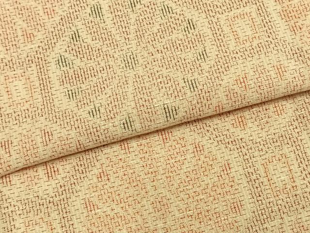 平和屋着物▽上質な紬 単衣 亀甲花文 正絹 逸品 AABB2222fy