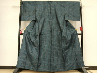平和屋着物▽上質な紬 単衣 色紙重ね文 正絹 逸品 未使用 AABB2226fy