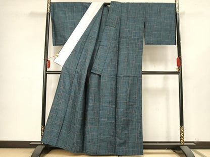 平和屋着物▽上質な紬 単衣 色紙重ね文 正絹 逸品 未使用 AABB2226fy