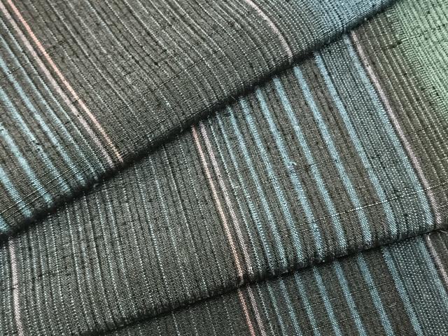 平和屋着物▽上質な紬 単衣 縞 正絹 逸品 AABB2228fy