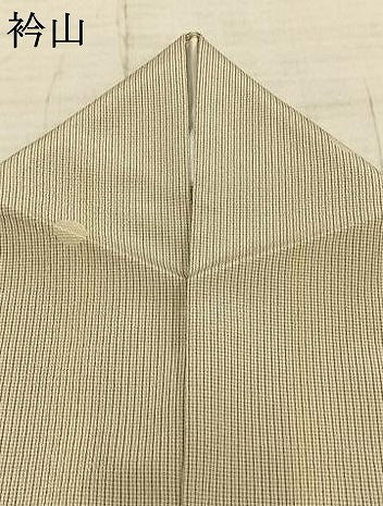 平和屋着物▽本塩沢 単衣 丸文 縞 反端付き 正絹 逸品 AABB2229fy