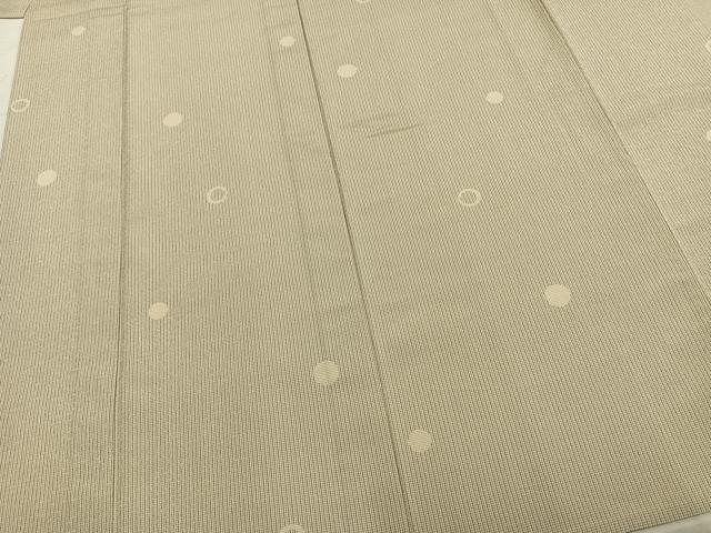 平和屋着物▽本塩沢 単衣 丸文 縞 反端付き 正絹 逸品 AABB2229fy