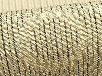 平和屋着物▽本塩沢 単衣 丸文 縞 反端付き 正絹 逸品 AABB2229fy