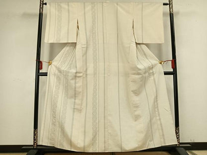 平和屋着物▽本塩沢 単衣 七宝間道 正絹 逸品 AABB2230fy