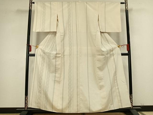 平和屋着物▽本塩沢 単衣 七宝間道 正絹 逸品 AABB2230fy