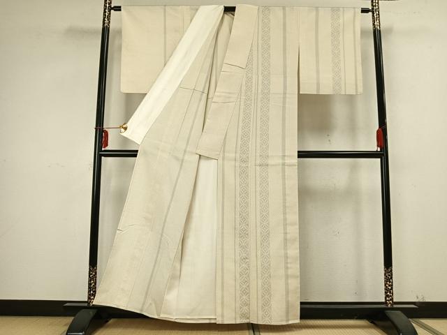 平和屋着物▽本塩沢 単衣 七宝間道 正絹 逸品 AABB2230fy