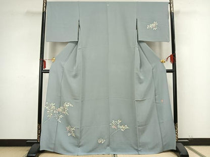 平和屋着物▽本加賀友禅作家 柿本市郎 訪問着 単衣 南天文 正絹 逸品 AABB2236fy