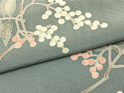 平和屋着物▽本加賀友禅作家 柿本市郎 訪問着 単衣 南天文 正絹 逸品 AABB2236fy