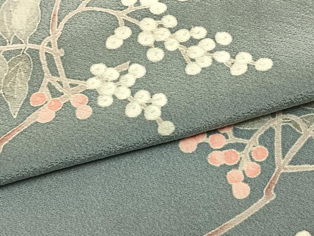 平和屋着物▽本加賀友禅作家 柿本市郎 訪問着 単衣 南天文 正絹 逸品 AABB2236fy