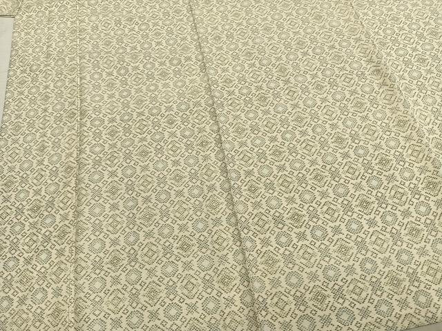 平和屋着物▽上質な紬 単衣 幾何学文 正絹 逸品 AABB2238fy