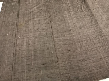 平和屋着物▽上質な紬 単衣 色無地 葡萄鼠色 正絹 逸品 AABB2241fy