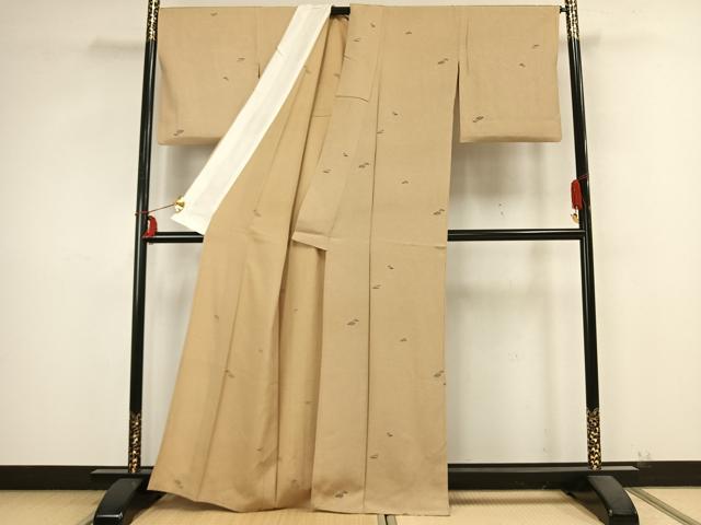 平和屋着物▽上質な小紋 単衣 地紙花文 正絹 逸品 AABB2242fy