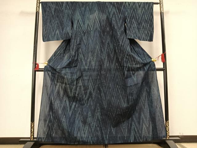 平和屋着物▽上質な紬 単衣 幾何学文様 正絹 逸品 AABB2243fy