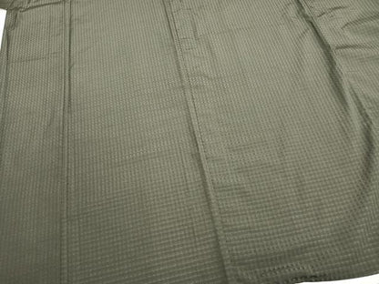 平和屋着物▽上質な色無地 単衣 吉野間道 藍媚茶色 正絹 逸品 AABB2244fy