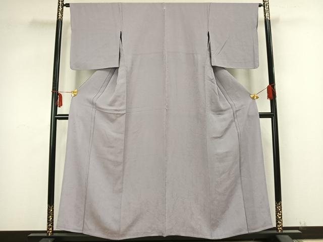 平和屋着物▽上質な色無地 単衣 草葉地紋 牡丹鼠色 正絹 逸品 AABB2245fy