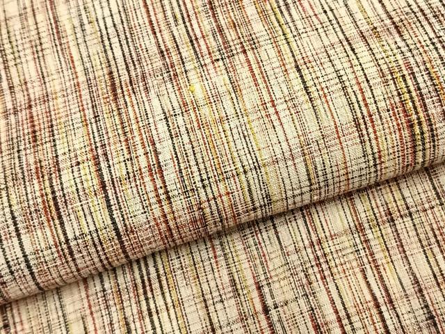 平和屋着物▽上質な紬 単衣 格子 正絹 逸品 AABB2247fy