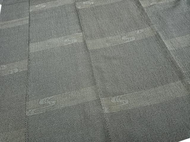 平和屋着物▽本塩沢 単衣 110亀甲 横段文 正絹 逸品 AABB2248fy