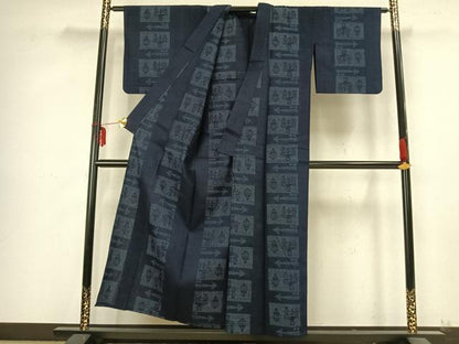 平和屋着物▽結城紬 単衣 80亀甲 色紙文 正絹 逸品 AABB2249fy