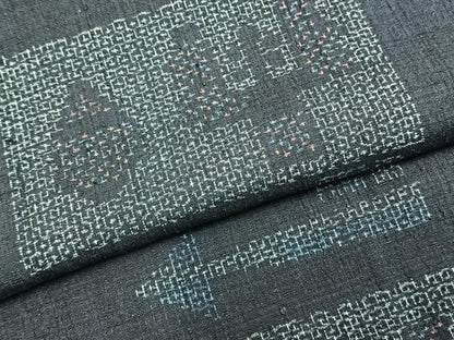 平和屋着物▽結城紬 単衣 80亀甲 色紙文 正絹 逸品 AABB2249fy