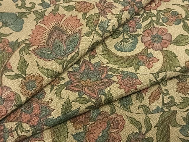 平和屋着物▽上質な紬 単衣 草花文 正絹 逸品 AABB2252fy