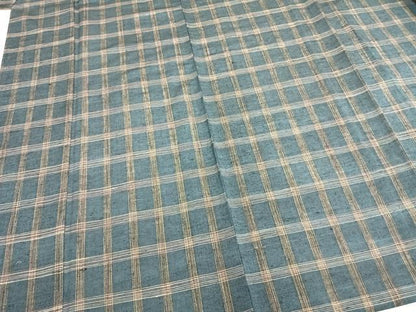 平和屋着物▽上質な紬 単衣 格子 正絹 逸品 AABB2254fy