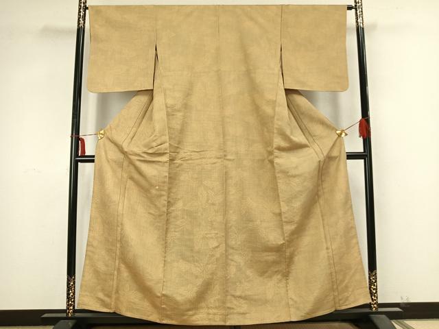 平和屋着物▽上質な紬　単衣　舞蝶文　正絹　逸品　AABB2255fy