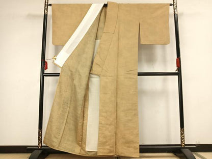 平和屋着物▽上質な紬　単衣　舞蝶文　正絹　逸品　AABB2255fy