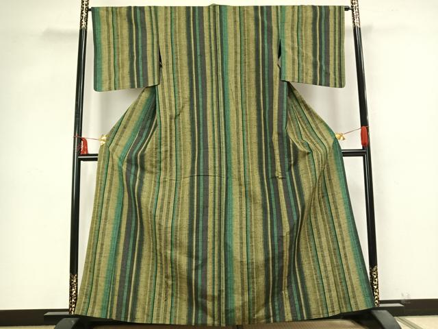 平和屋着物▽上質な紬 単衣 間道 正絹 逸品 AABB2257fy