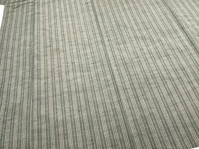 平和屋着物▽上質な紬　単衣　縞　正絹　逸品　AABB2260fy