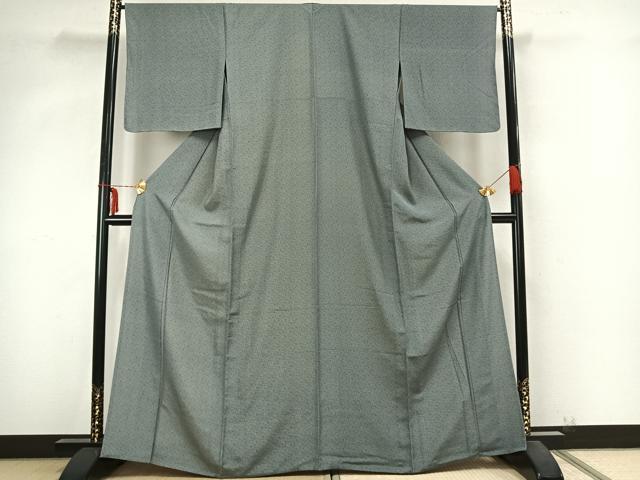 平和屋着物▽江戸小紋　単衣　草花文　正絹　逸品　AABB2263fy