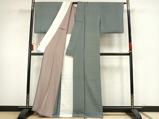 平和屋着物▽江戸小紋　単衣　草花文　正絹　逸品　AABB2263fy
