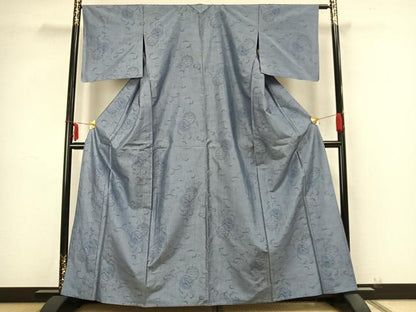 平和屋着物▽本場大島紬 単衣 雪輪唐草文 正絹 逸品 AABB2264fy