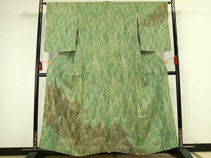 平和屋着物▽訪問着 単衣 幾何学花文 正絹 逸品 AABB2266fy