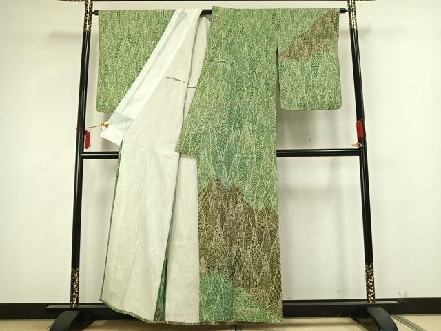 平和屋着物▽訪問着 単衣 幾何学花文 正絹 逸品 AABB2266fy