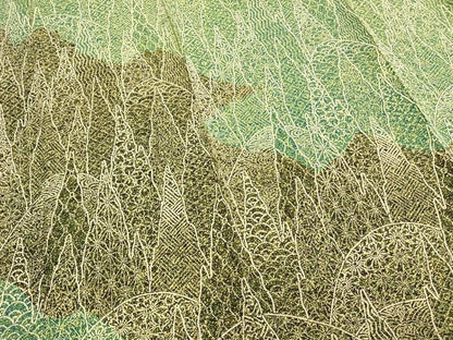 平和屋着物▽訪問着 単衣 幾何学花文 正絹 逸品 AABB2266fy