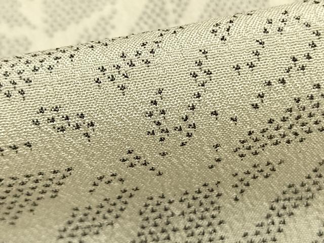 平和屋着物▽訪問着 単衣 お召地 草葉文 正絹 逸品 AABB2273fy