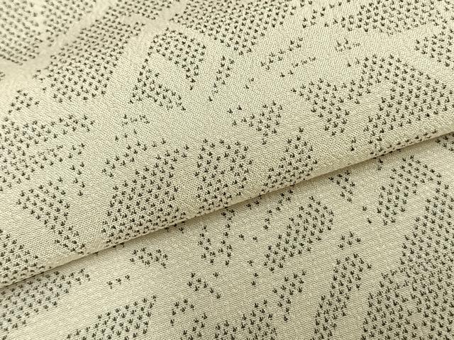平和屋着物▽訪問着 単衣 お召地 草葉文 正絹 逸品 AABB2273fy